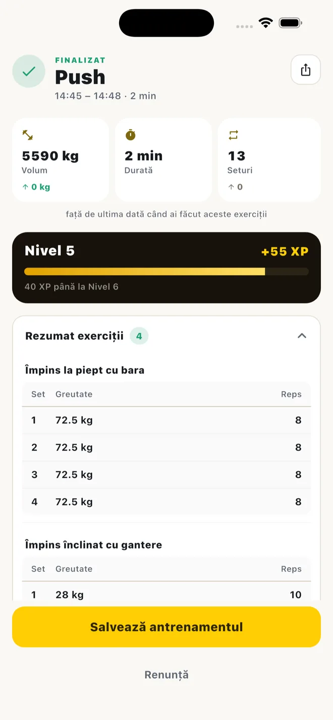 Rezumatul de la finalul antrenamentului